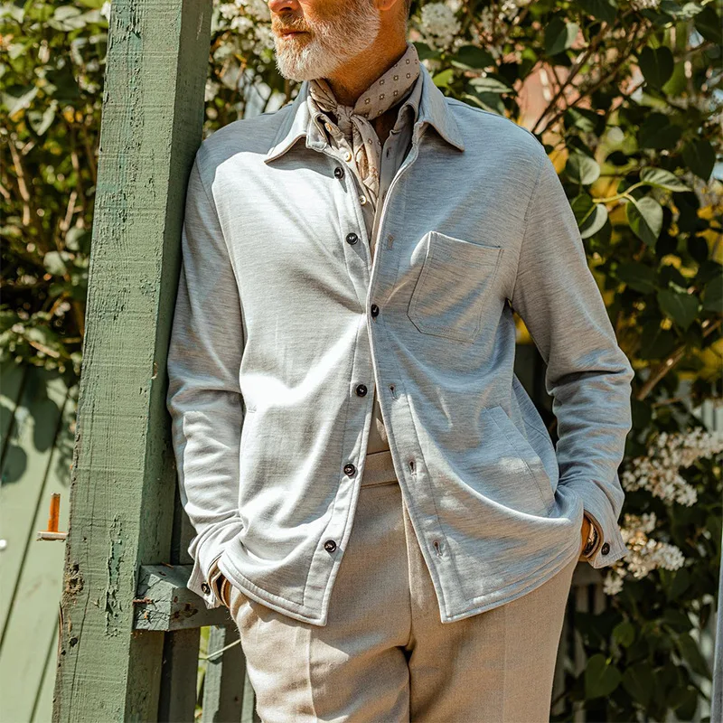 

Men's Solid Color Single-Breasted Loose Cardigan Shirt Spring Autumn New Shirt Top Men Casual Long Sleeve Turn-down Collar Shirt