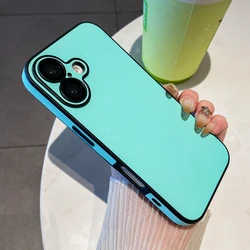 Elegant PU Leather Phone Case with Lens Protection and Shockproof Back Cover - iPhone 12 Pro (Bright blue)