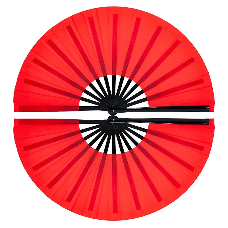 Kun Master 34 Cm Bamboo Chinese Kung Fu Tai Chi Fan With Red Cover Black Staves