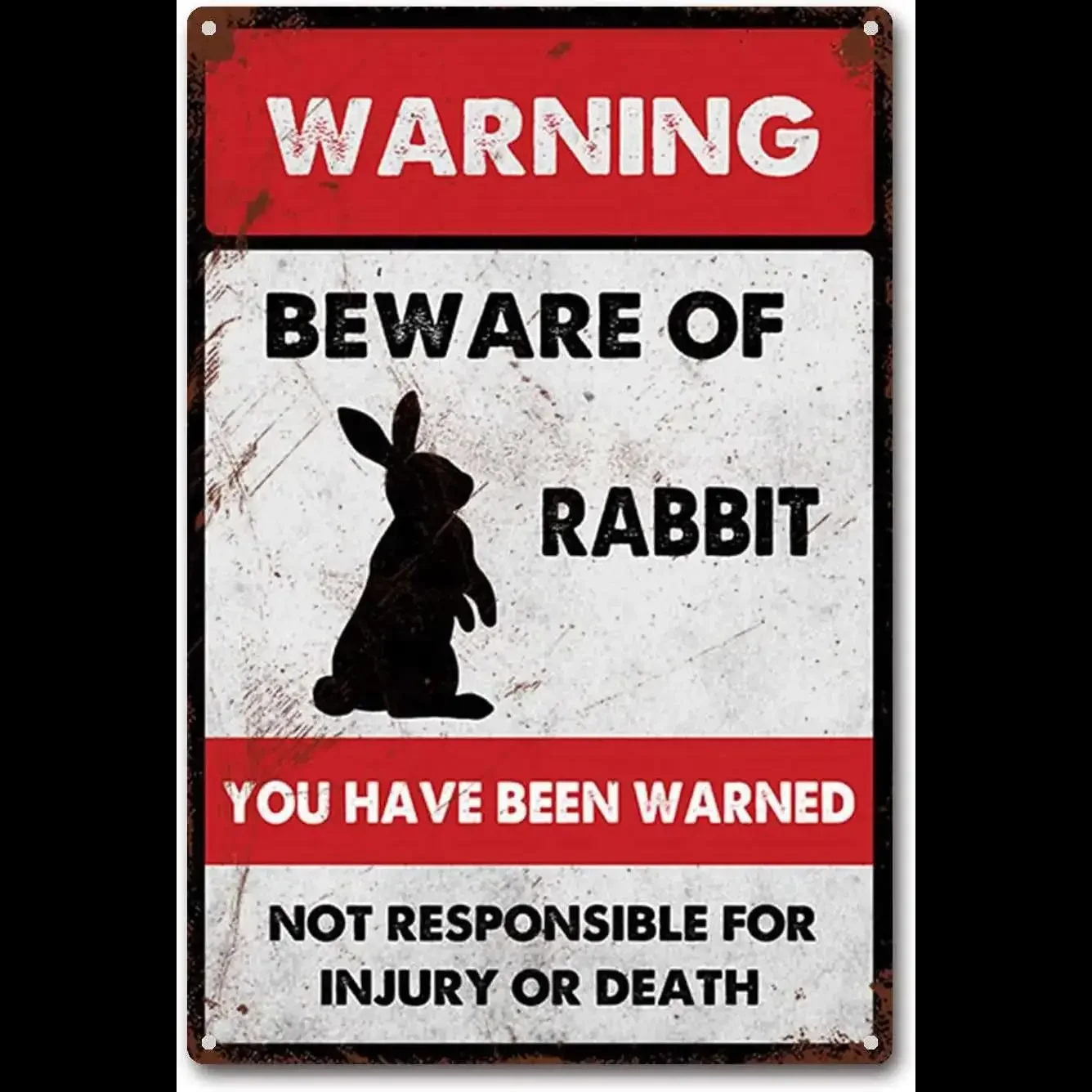 Vintage Tin Sign Beware of Rabbit Metal Wall Decor for Home Bar Man ...