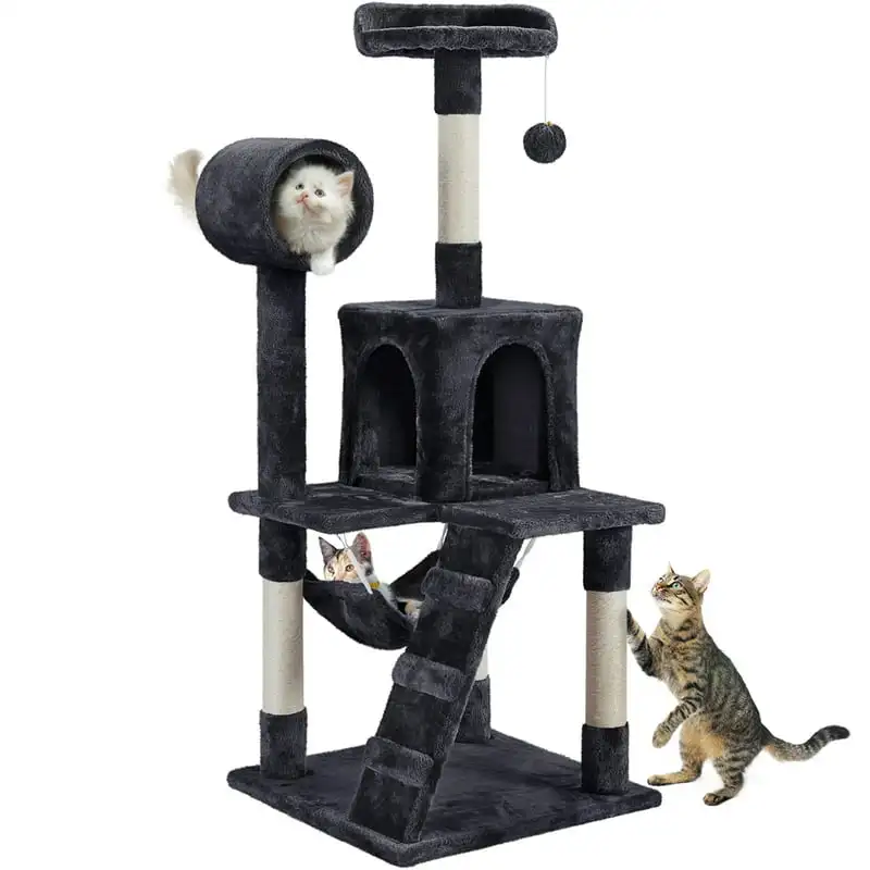 

Cat Tree with Hammock and Scratching Post Tower, Black