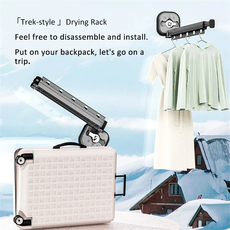 Suction Cup Retractable Cloth Drying Rack Household Wall Mount Laundry Drying Ra