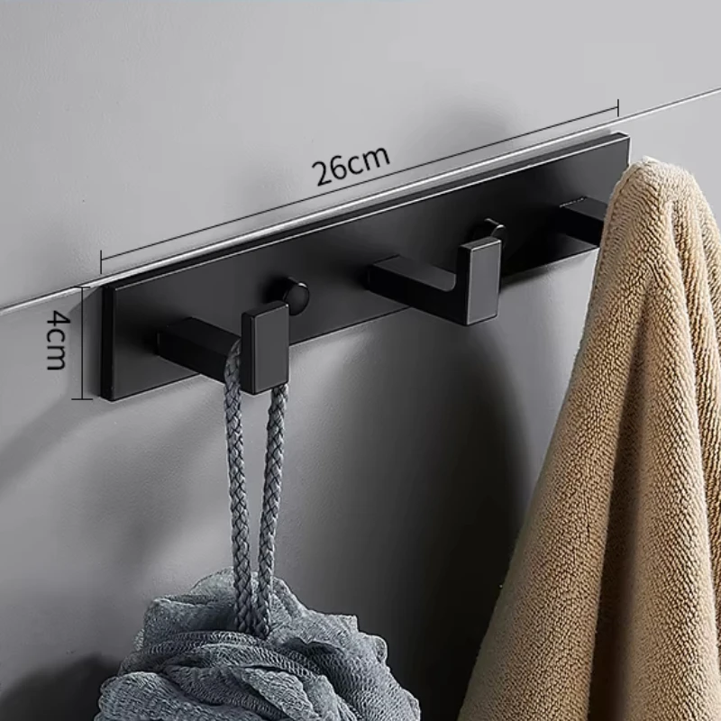 Light Luxury Aluminum Wall Hooks Decorative Modern Black/gold Towel Rack Wall Hooks Self-adhesive Home Innovative Accessories