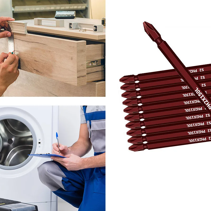 마그네틱 더블 헤드 필립스 스크루 드라이버 비트 S2 스틸 전기 공구, 나사 설치 및 분해용, 10 개, 6 인치, 150mm