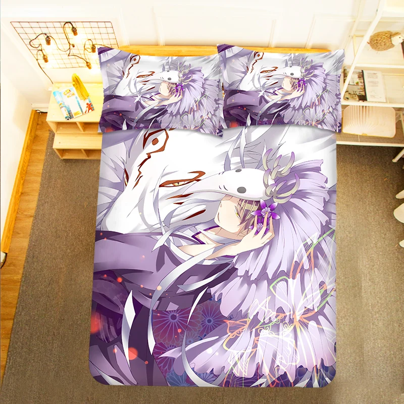 Natsume Yuujinchou Friends Ablumn 3PCS Duvet Cover Sets Cartoon Bedding Children Room Pillow Case 