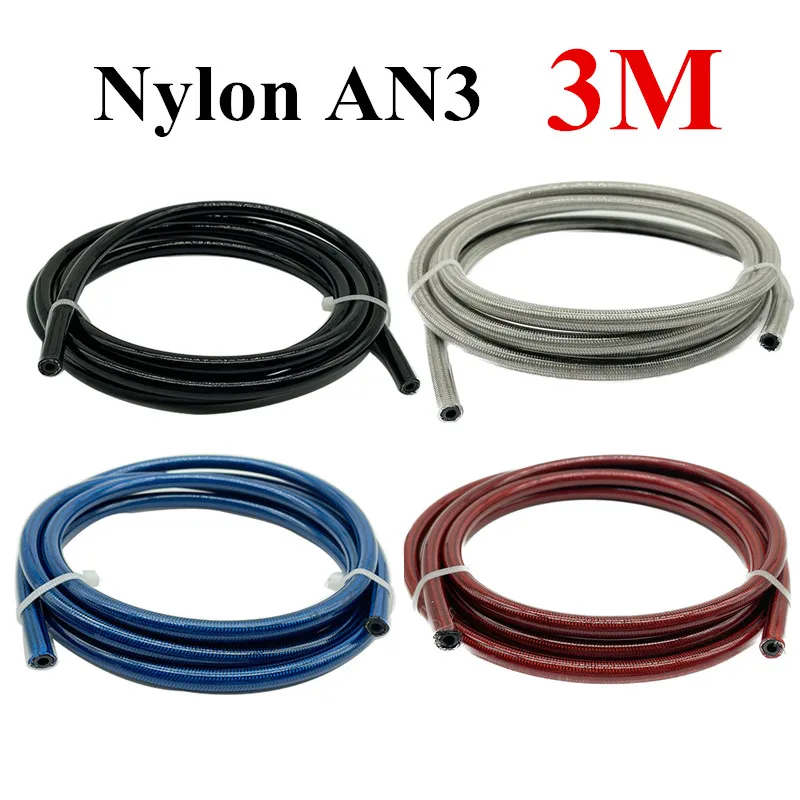 

3m/9.8ft AN3 Stainless Steel Braided Motorcycle Hydraulic Brake Line Nylon Clutch Oil Fuel Hose Tube Pipe Dirt Bike ATV Moped