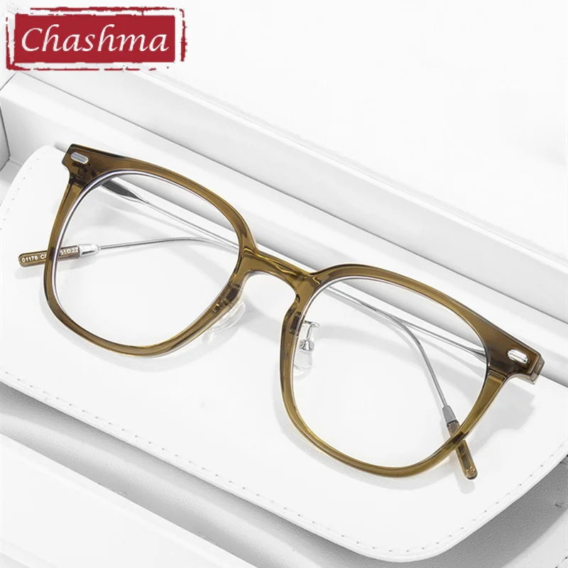 

Chashma Men Glasses Frame Women Olive Green Spectacle Prescription RX Lenses TR90 Light Flexible Student Eyewear