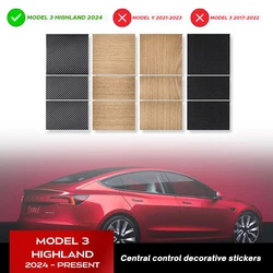 For Tesla New Model 3 Highland 2024 Center Console Panel Sticker Suede Film Carbon Central Control Cover Interior Accessories