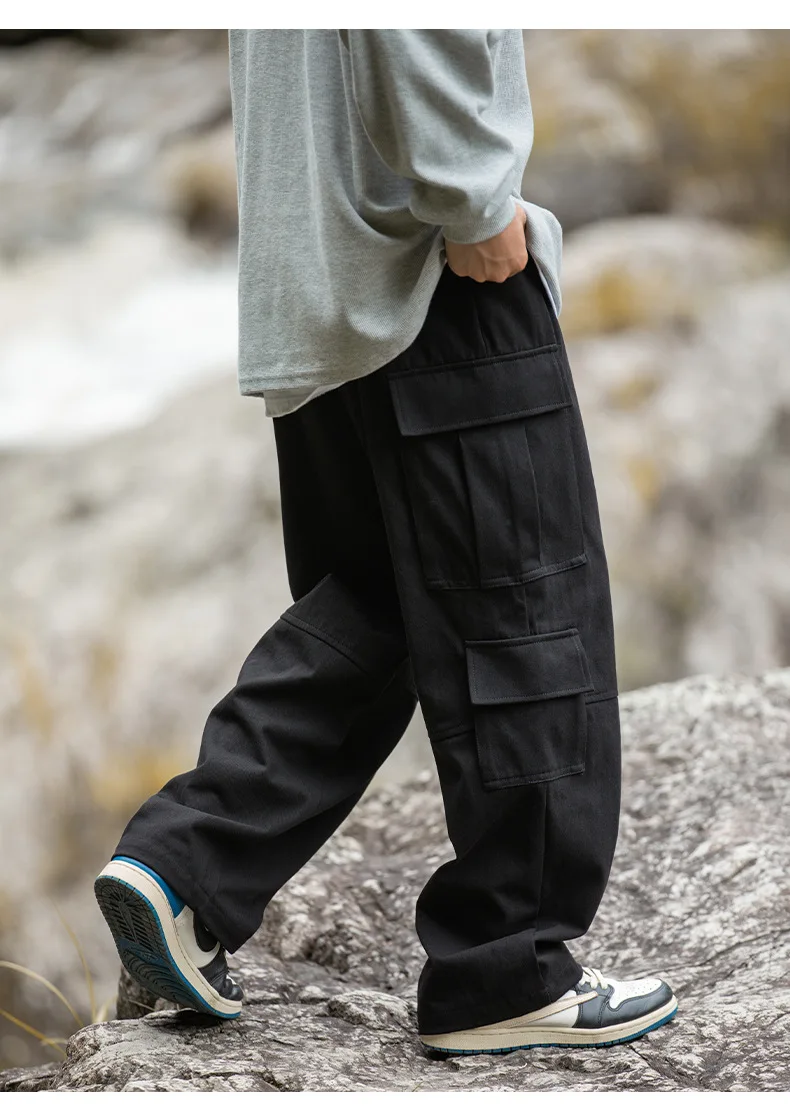 Mountain style three-dimensional pocket work casual pants loose stitching outdoor joggers cargo pants men