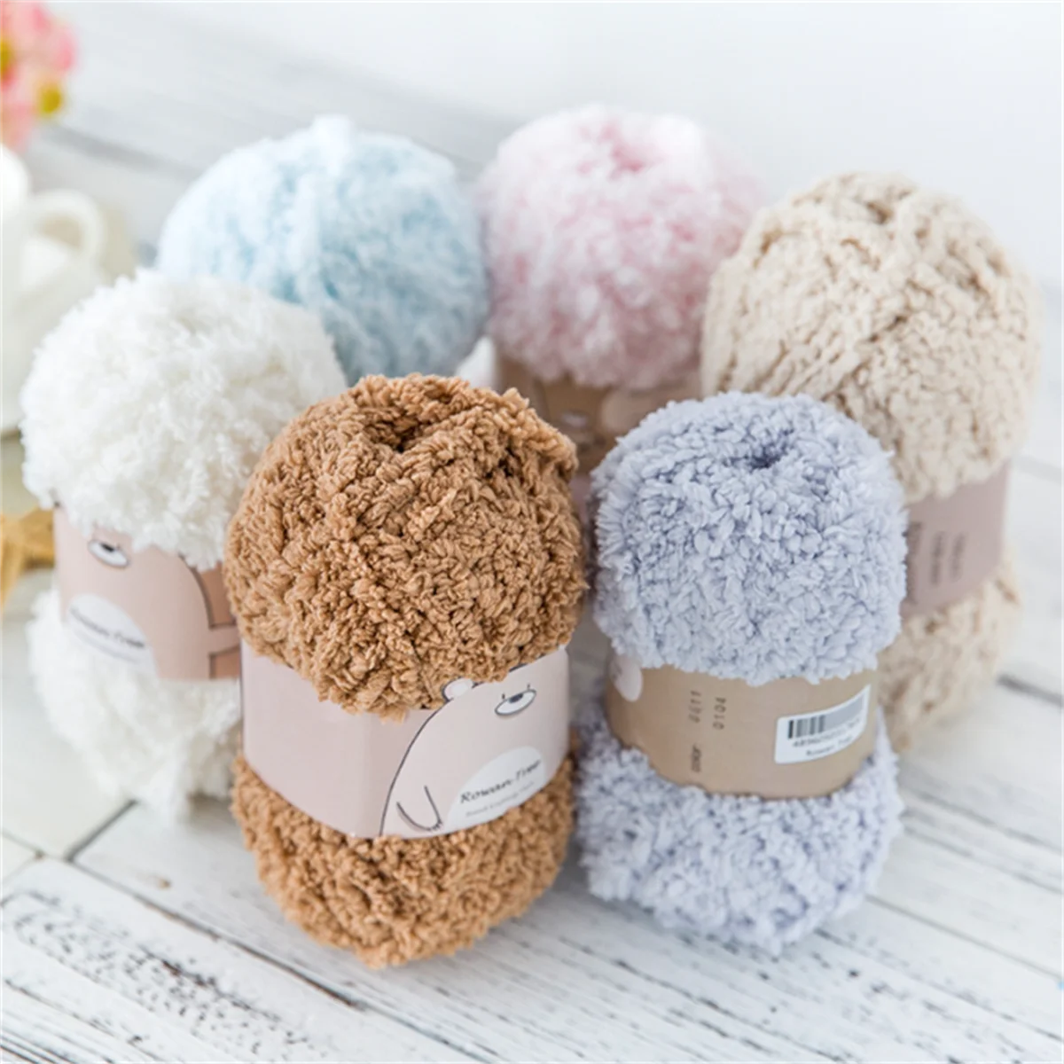1pc Soft Hand Knitting Yarn DIY Velvet Coral Yarn For DIY Knitting And Crocheting Scarf Sweater Thick Blanket Line 32m 50g 6