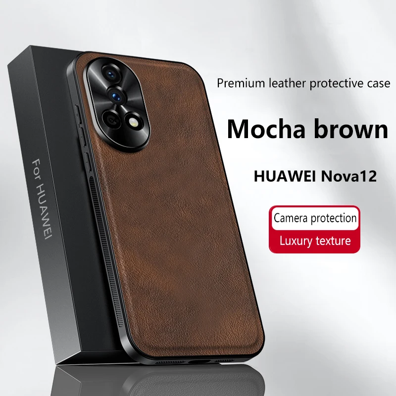 Premium PU Leather Shockproof Phone Case with Magnetic Ring & Lens Protection