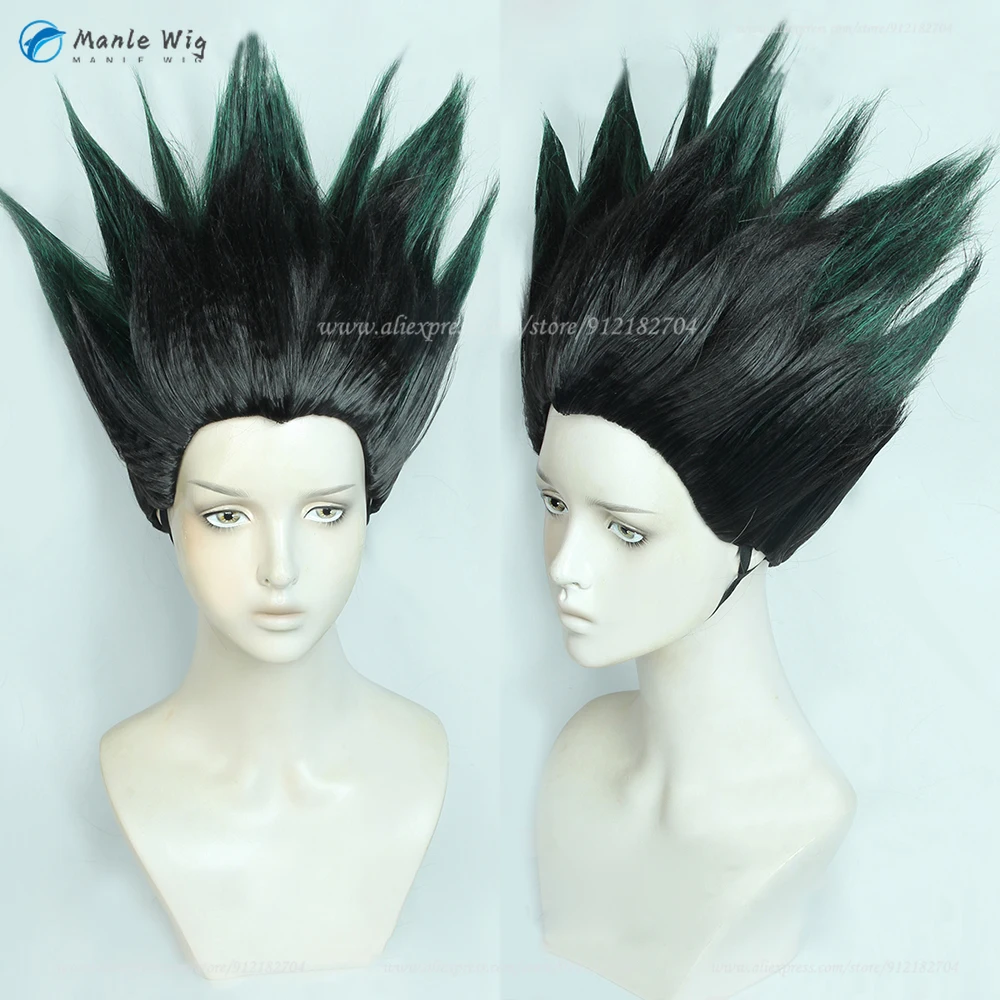 

Anime GON FREECSS Cosplay Wig Gon Freaks Short Black Green Gradient Hair Heat Resistant Synthetic Wigs Halloween Party + Hairnet