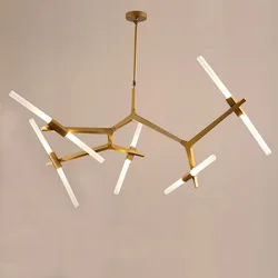Nordic Glass Rod Led Ceiling Chandelier for Hall Dining Living Room Center Table Bedroom Pendant Lamp Home Decor Lusters Fixture