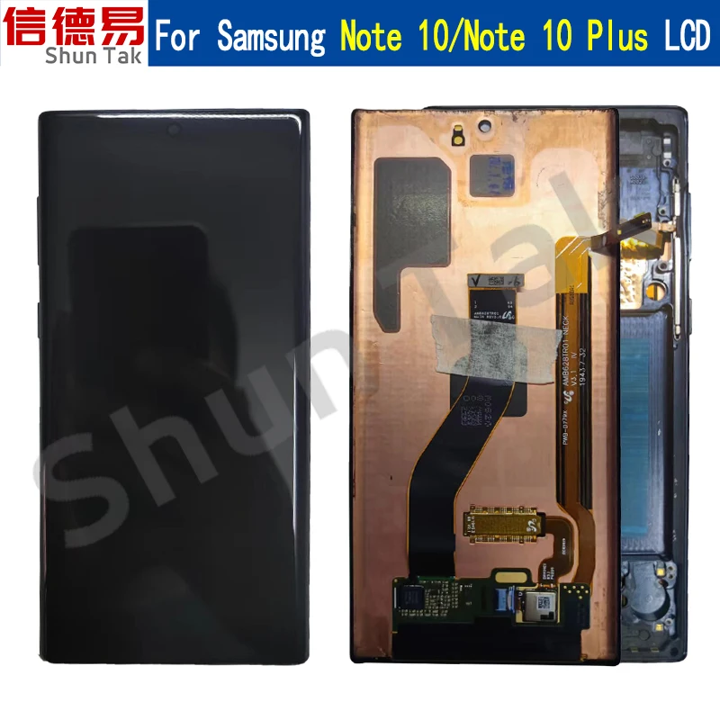 Per Samsung Galaxy Note 10 Lcd N970F N9700 Cornice Display Touch Screen Digitizer Per Samsung Note10 + Note 10 Plus 5G N975 N976B