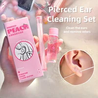 Pierced Ear Cleaning Set Peach Ears Piercing Cleanings Solution Ear Holes Cleaning Line Floss Set Ear Wax Cleaning Tools 1