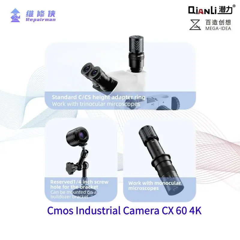 QianLi CX 60 Cmos 산업용 카메라, 4K HDMI 60fps 현미경 카메라