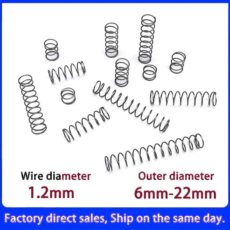 10Pcs 1.2mm Spring Steel Compression Springs Outer Diameter: 6/7/8/9/10 ...