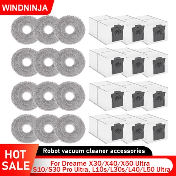 Sacchetti per la polvere Panni per mop per Dreame X30/X40/X50 Ultra, L10s/L30s/L40/L50 Ultra, S10/S30 Pro Ultra Accessori per aspirapolvere Pezzi di ricambio