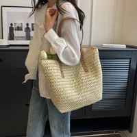 Sac à main à bandoulière tissé à la main pour femmes, style bohème, mode d'été 2021, fourre-tout de plage en paille, sac de voyage, sacs de Shopping tissés 3