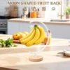 Banana Holder Stand Moon Shape Banana Hanger Rack Metal Fruit Hanger with Wood Base Stable Stand Decorative Grape Stands Holder 6