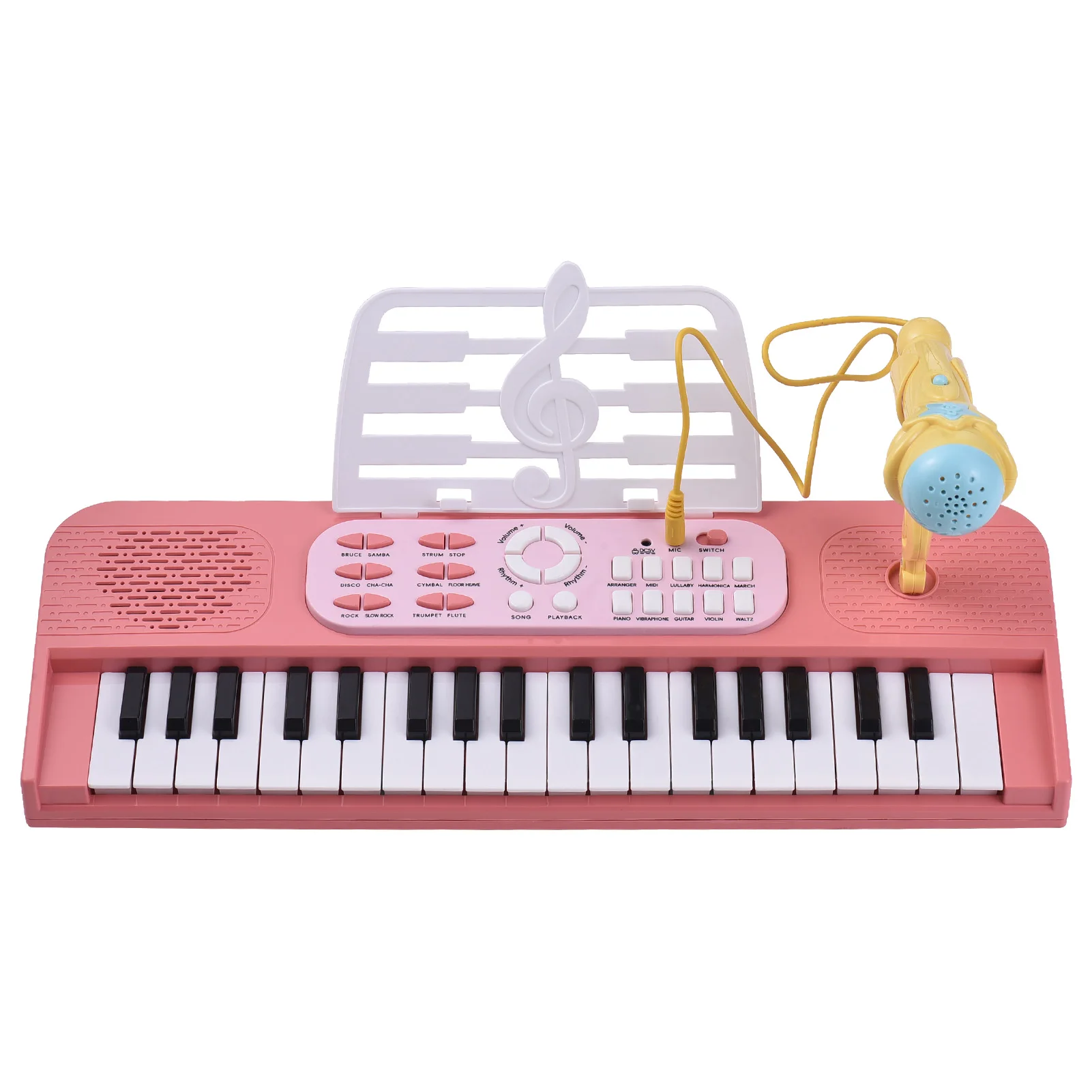 37 Key Electronic Keyboard Piano 7 Tones 8 Drum Group 24 Demos Single Speaker Musical Instrument with Music Score Stand