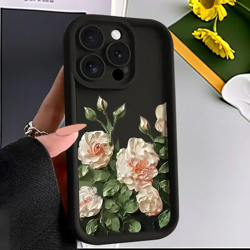 thumbnail image 1 of For Apple iPhone 15 14 13 12 11 Pro Max Case Oil Flowers Silicone Cover For iPhone XS Max XR X 7 8 Plus 14 15 Plus Cases Coque, 1 of 5