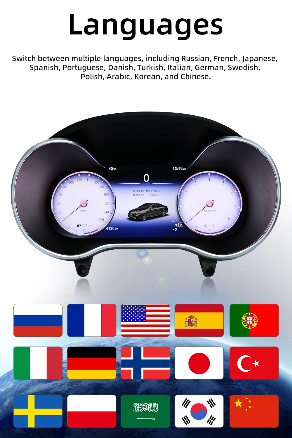 Digital Instrument Cluster For Mercedes-Benz C200L C/GLC W205/W253 2015-2019 Spe
