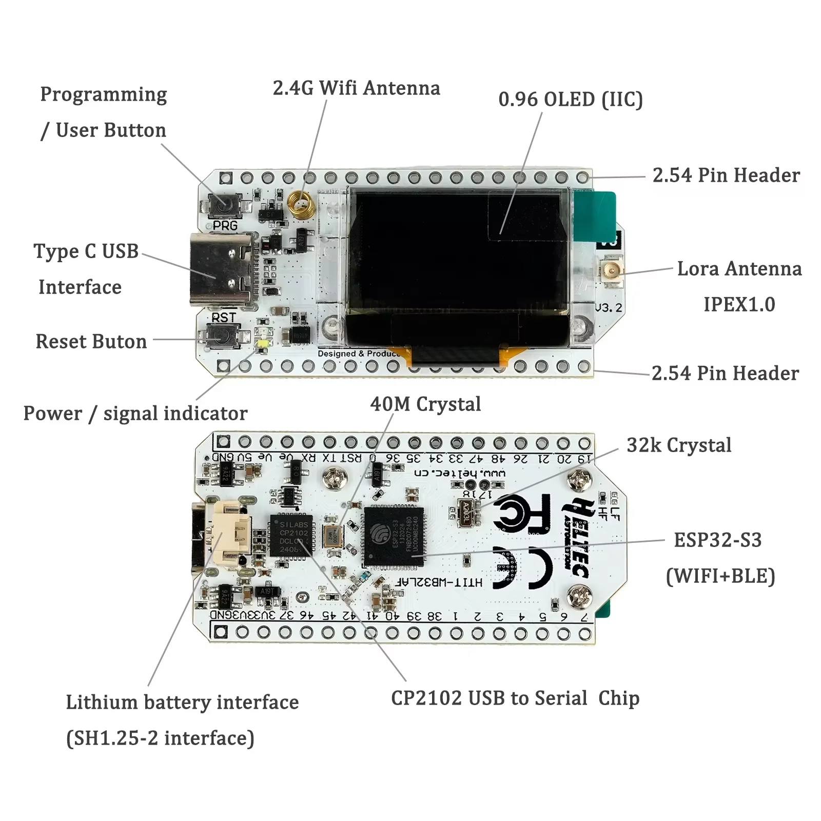 Heltec WiFi LoRa 32 V3 ESP32S3 SX1262 LoRa 노드 Meshtastic LoRaWAN IoT 개발 보드 호환