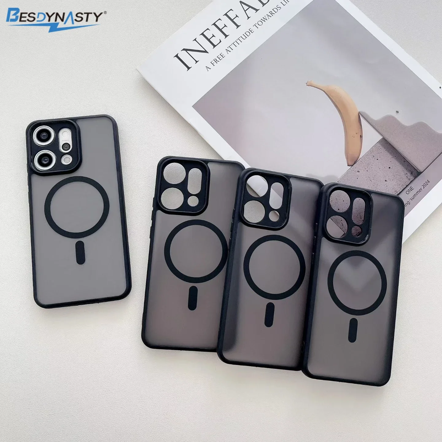 Magnetic Plating Shockproof Airbag Soft Matte Transparent Phone Case