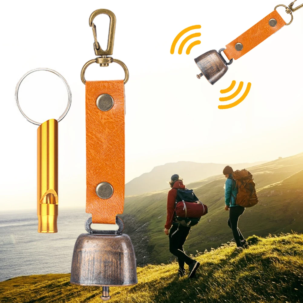 Bear Bell with Whistle Set with Magnetic Silencer Bear Repelling Bell Hanging Bear Bell Outdoor Camping Hiking Emergency Gear