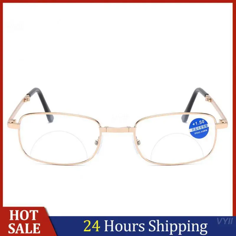 

Folding Portable Anti-blue Reading Glasses Dual-use Double-light Clear Len Glasses Unisex Metal Frame Old-sighted Eyeglasses