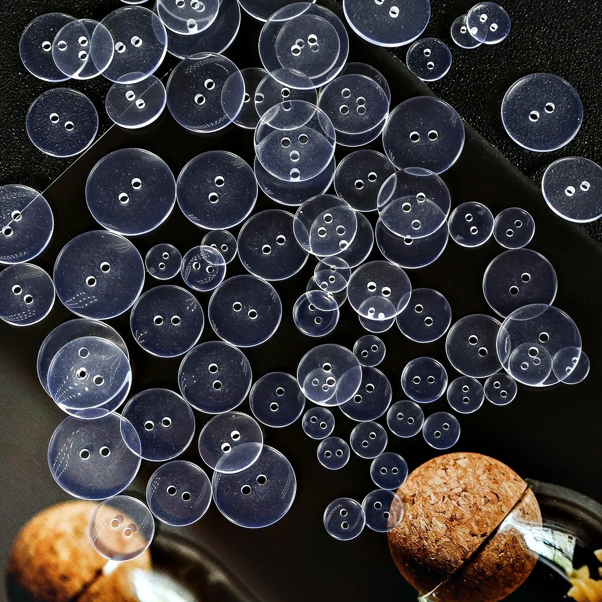 100pcs Two Hole Transparent Small Buttons Circular Resin Pad Button Shirt Collar Button 2