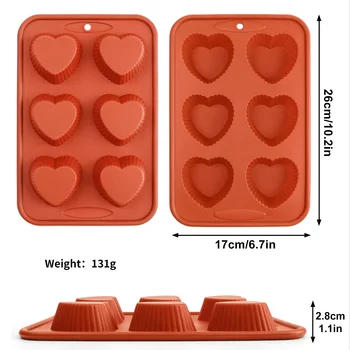 Valentine Heart Cake Mold Silicone Baking Cups Non Stick Muffin Pan Food Grade Oven Safe Romantic Gift for Couples DIY Dessert