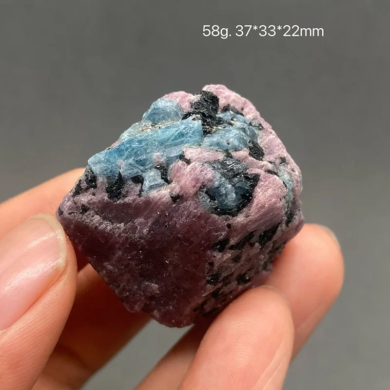 100% Rare Natural Ruby and  Aquamarine  Mineral Specimens Stones and Crystals Healing Crystal from Myanmar