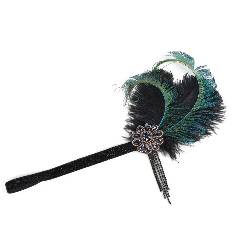

Женская повязка на голову с перьями, повязка на голову, повязка на голову с перьями для тематической вечеринки 1920-х годов
