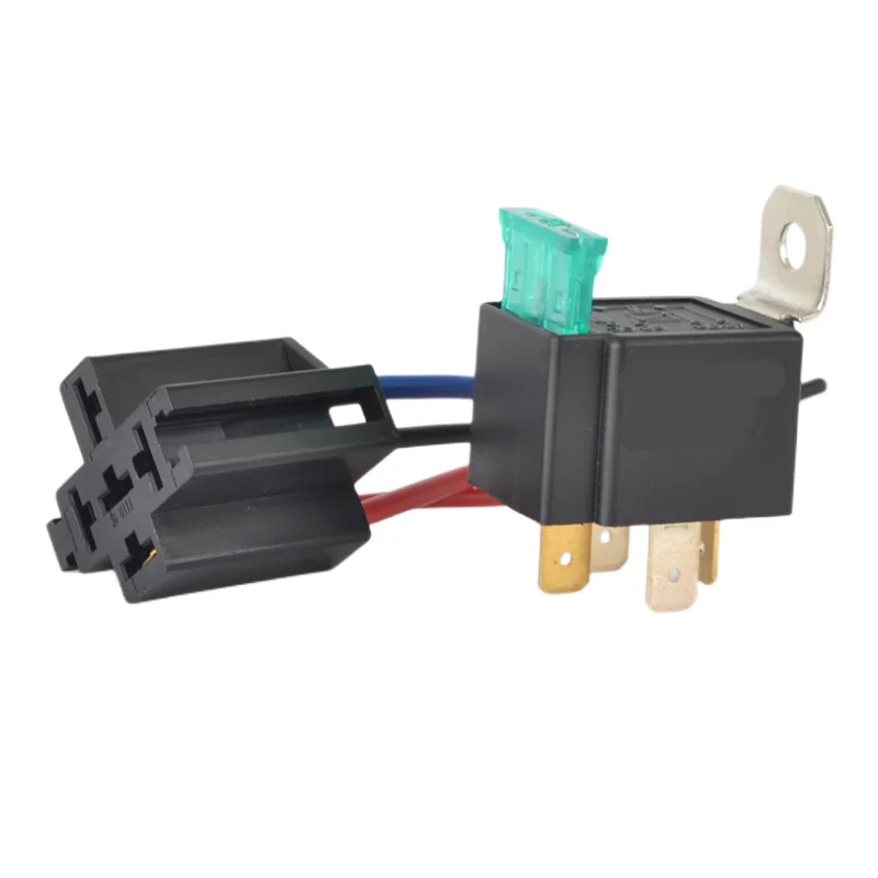 30A DC12V Pre Wired 4 Pin Relay Mounting Base Auto Relay Socket Holder