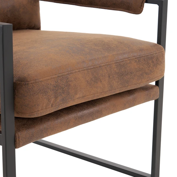  单人铁架椅 橙色烫金布 室内休闲椅 68*81*88cm-47