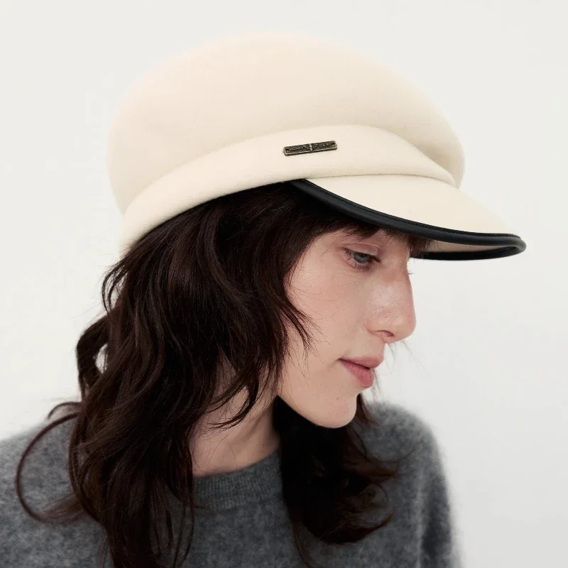 Wool Japan Curved Eaves Beret Women Autumn Winter Felt Fedora Black Painter Hat Warm Octagonal Hats Classics Walking Cap