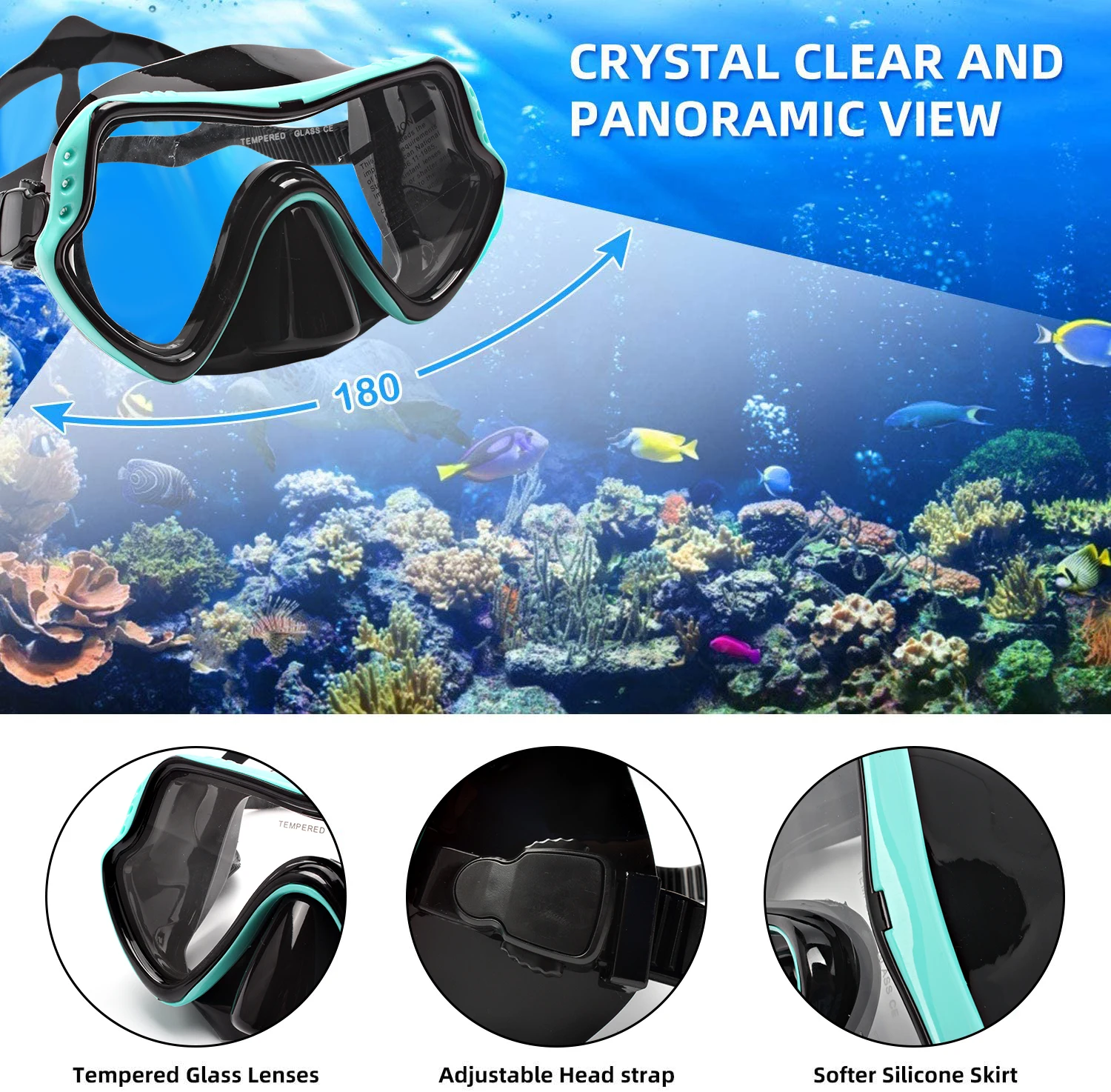 Máscara de Snorkel con tubo de silicona