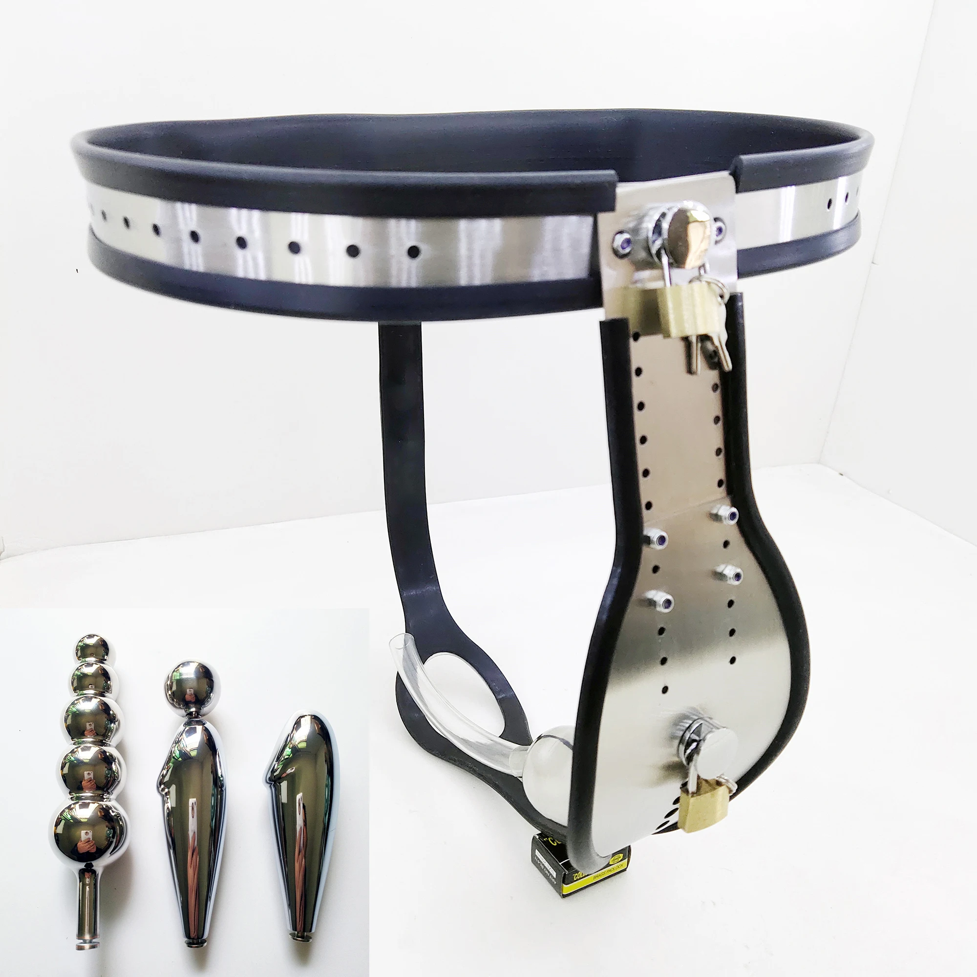 Male Stainless Steel Lockable Chastity Belt Penis Cock Cage T shaped 