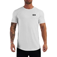 T-shirts de course d'été en coton respirant, vêtements de sport à manches courtes pour hommes, T-shirts musculaires d'entraînement, chemises de musculation, de Fitness 2