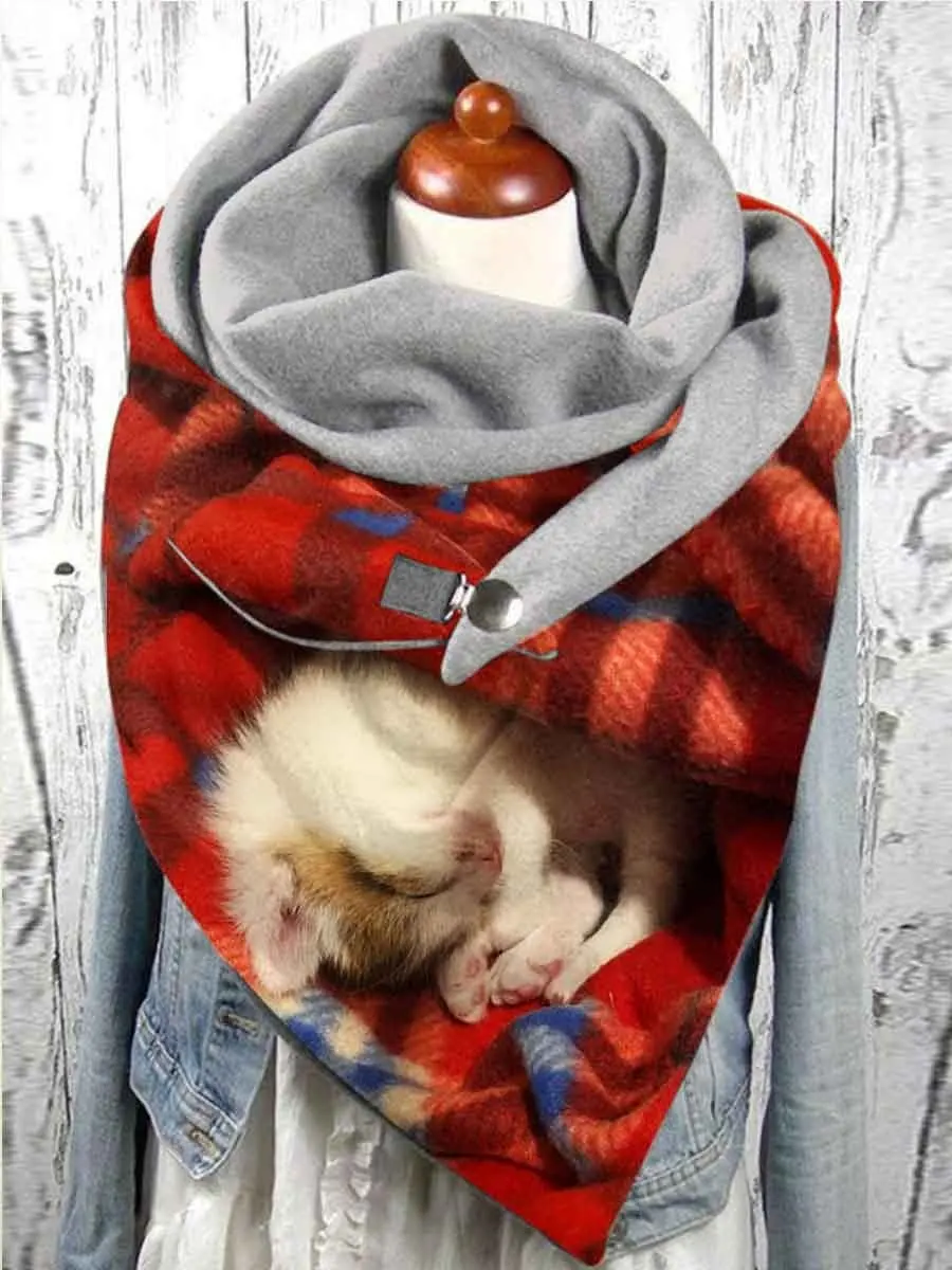 

Women's Winter Cute 3D Cat Warm Scarf