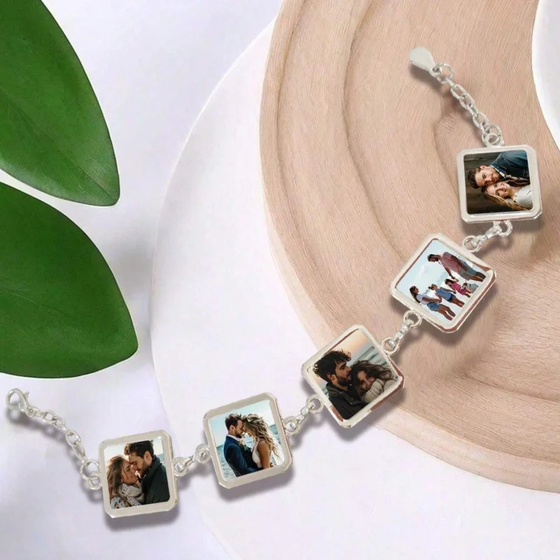 Bracelets personnalisés avec 5 photos, bijoux avec pendentif photo personnalisé, bracelet avec pendentif logo, cadeau commémoratif significatif 1