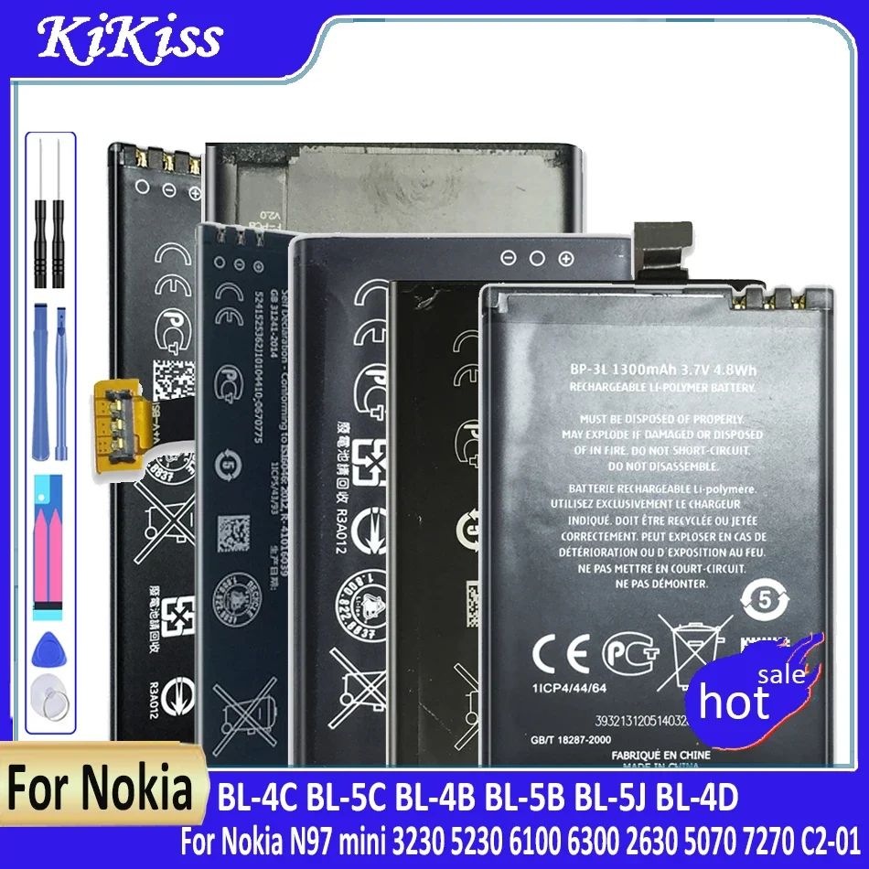Bl-4C Bl-5C Bl-4B Bl-5B Bl-5B Bl-5J Bl-4D Per Nokia N97 Mini 3230 5230 6100 6300 2630 5070 7270 Bl 4C Bl 5C Bl 4D