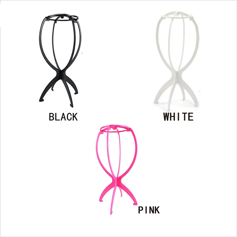 Folding Wig Stand 1Pc Portable Plastic Wig Head Stand Black Hang Hair Display Tools wig stand