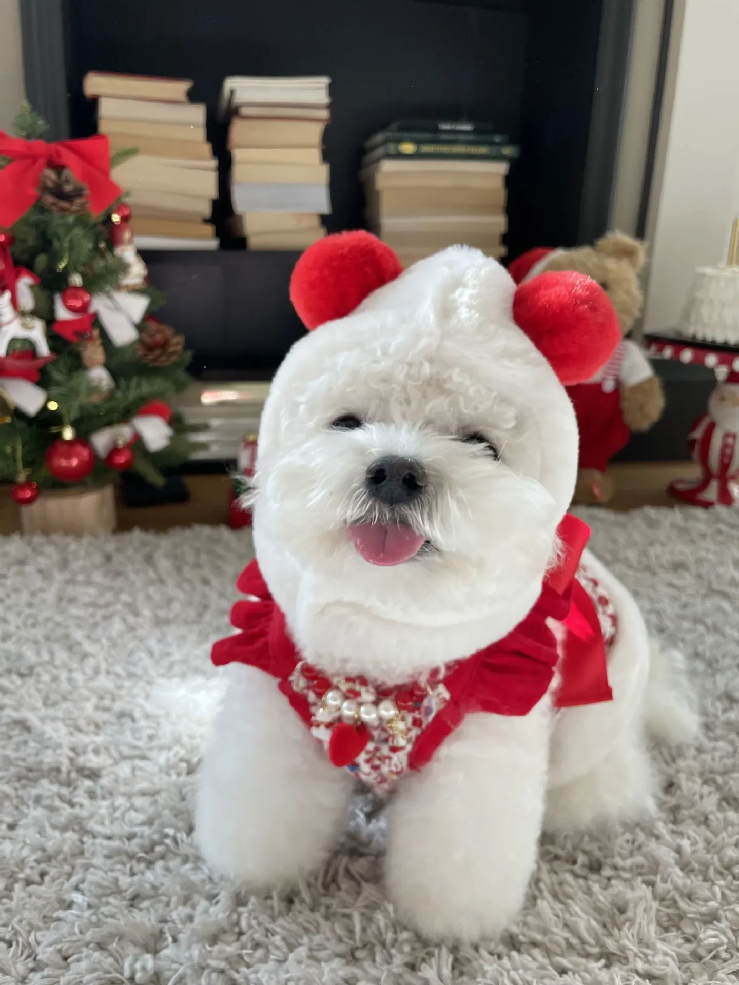INS Lion Woven Skirt Dog Suit Small Dog Clothes Christmas New Year Lion Ear Suspender Costume Warm Skirt Pet Clothes