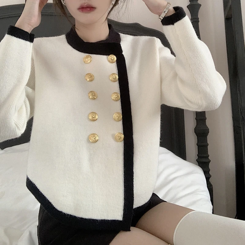 

Необычный вязаный кардиган, куртка, женский короткий свитер во французском стиле с длинным рукавом на осень и зиму