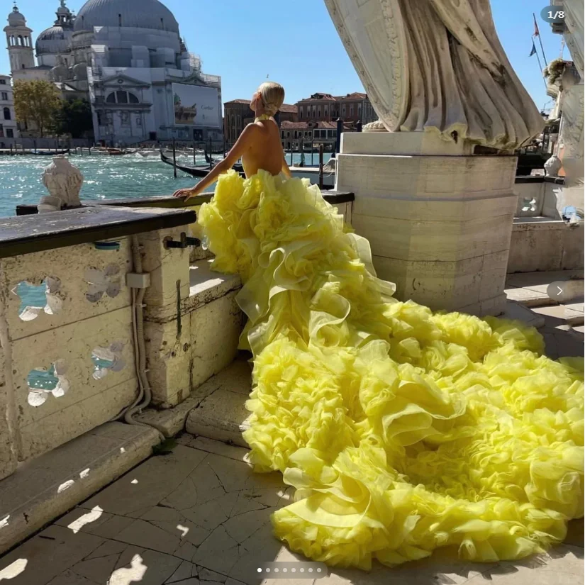 

Delicate Maxi Dress High Low Extra Lush Tulle Prom Gowns To Party Yellow Puffy Layered Women Maxi Dresses Ever Pretty Ruffles