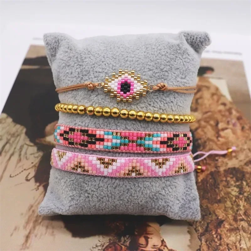 

Rice bead bracelet Arrow Triangle Originality Fashion Hand knitting Bohemia Adjustable Geometry Design eye Beaded bracelet set