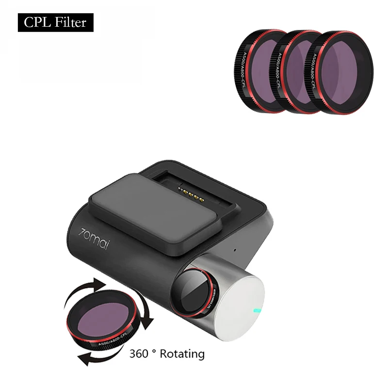 Câmera traseira Filtro CPL para 70mai Pro Plus, A500s, C06, Lite2, A500S, Lite2 Mount, Mount